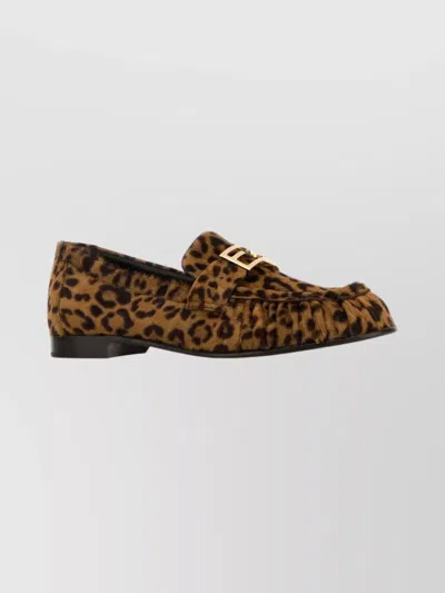 Fendi Animal Print Loafers Buckle Detail In Multi