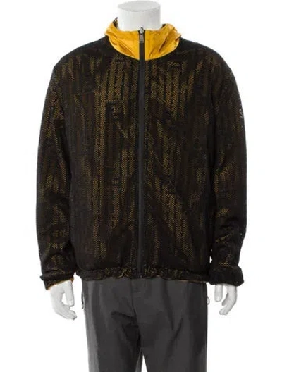 Pre-owned Fendi Animal Print Moto Jacket In Black