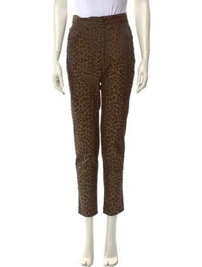 Pre-owned Fendi Animal Print Skinny Leg Pants In Brown