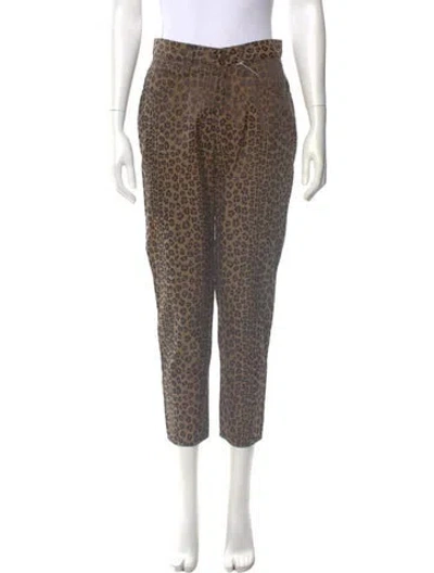 Pre-owned Fendi Animal Print Straight Leg Pants In Brown