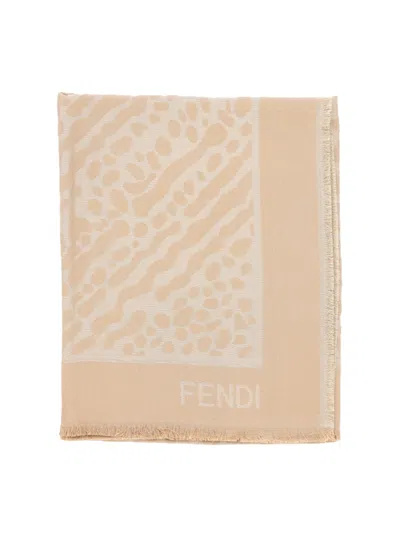 Fendi Animal Scarf In Brown