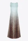 Fendi Silk Midi Dress With Gradient Design In Multicolor