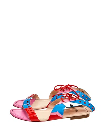 Pre-owned Fendi Ankle-cuff Flat Sandals In Pink