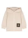 Fendi Appliqué-logo Zipped Hoodie In Neutrals