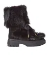Fendi Chic Fur And Suede Ankle Boots In Black