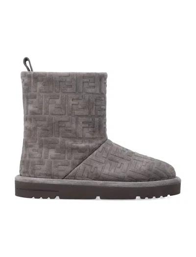 FENDI FENDI APRÈS CHIC FF EMBOSSED SUEDE BOOTS