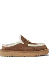 Fendi Women Beige Mules With Logo Lettering On The Rear And Ff Buckle In Suede Woman In Brown