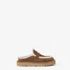 Fendi Women Beige Mules With Logo Lettering On The Rear And Ff Buckle In Suede Woman In Multi
