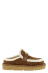 Fendi Women Beige Mules With Logo Lettering On The Rear And Ff Buckle In Suede Woman In Multi