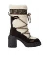Fendi Apres Chic White Shearling And Suede Boots In Multi