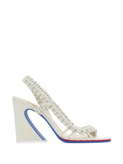 Fendi Leather Arc Sandals Braided Straps Slingback In Multi