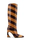 Fendi Two-tone Inlaid Hagfish Leather Boots In Brown