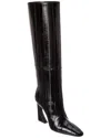 Fendi Arco Leather Knee High Boots Sculptural Heel In Black