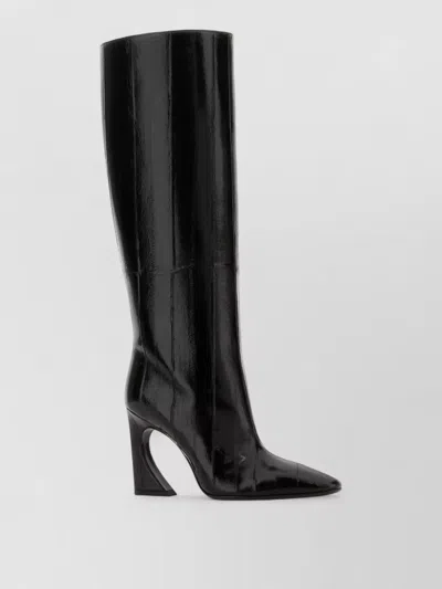 FENDI ARCO LEATHER KNEE HIGH BOOTS SCULPTURAL HEEL
