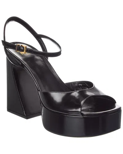 Fendi Arco Leather Platform Sandal In Black
