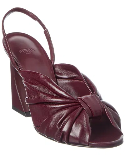 Fendi Arco Leather Slingback Sandal In Burgundy