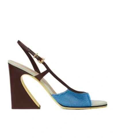 Fendi 65mm Arco Colorblock Slingback Sandals In Multi