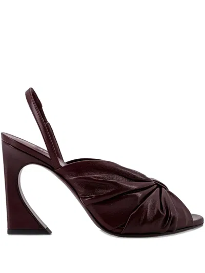 Fendi Sandals Knotted Detail Open Toe Sculptural Heel In Brown