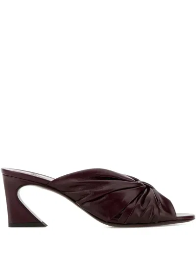 Fendi Arco Burgundy Nappa Leather High-heeled Slides In Red