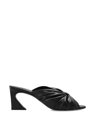 Fendi Bow-detailed Gathered Heeled Sandals In Black