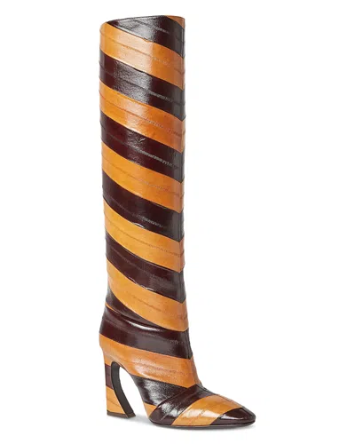FENDI ARCO TWO-TONE HAGFISH LEATHER BOOTS