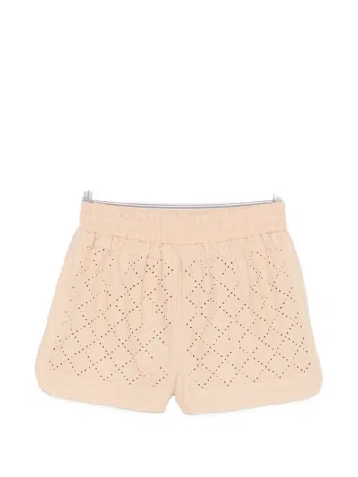 Fendi Argyle Perforated Shorts In Neutral