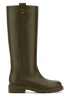 Fendi Army Green Leather Filo Boots In Green