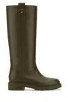 Fendi Army Green Leather Filo Boots In Green