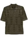 Fendi Army Green Wool Polo Shirt