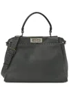 Fendi Asphalt Selleria Leather Bi-color Medium Peekaboo Iconic Satchel  (authentic Pre-loved)