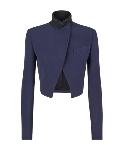 Fendi Asymmetric Cropped Blazer In Blue