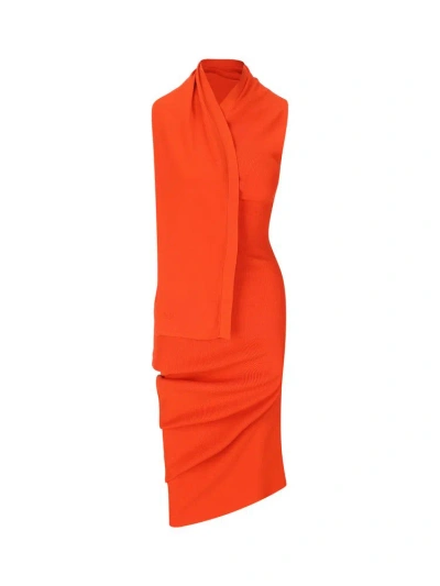 FENDI FENDI ASYMMETRIC DRAPED FITTED SLEEVELESS DRESS