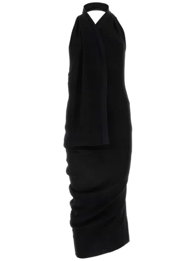 FENDI HALTERNECK ASYMMETRIC MIDI DRESS
