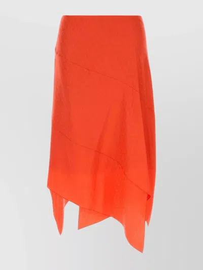 FENDI ASYMMETRIC HEM SILK SKIRT