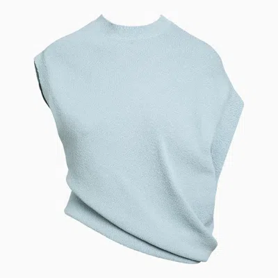 Fendi Asymmetric Hem Cape-sleeved Crewneck Jumper In Blue