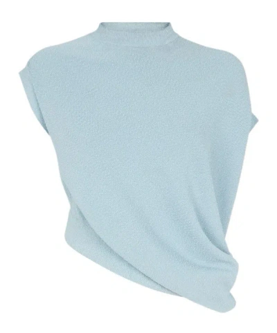 Fendi Asymmetric Knit Top In Blue