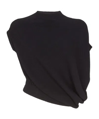 Fendi Asymmetric Knitted Top In Black