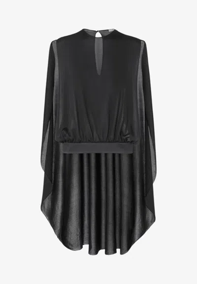 Fendi Asymmetric Silk Top In Black