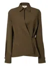 Fendi Asymmetric Wool-mohair Blouse In Green