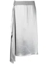 Fendi Asymmetrical Grey Skirt With Draped Detail In Metallic