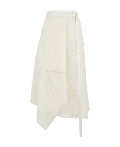 Fendi Asymmetrical High Waist Skirt In White