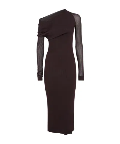 Fendi Asymmetrical Long-sleeved Dress In Black