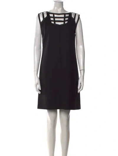 Pre-owned Fendi Asymmetrical Mini Dress In Black