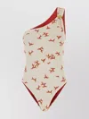 Fendi Asymmetrical One-shoulder Printed Swimsuit In White