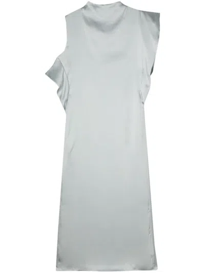 Fendi Asymmetrical Silk Maxi Dress In Blue