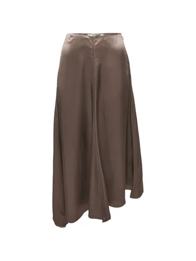 Pre-owned Fendi Asymmetric-hem Midi Skirt In Brown