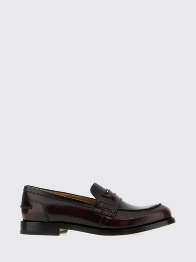 Fendi Ateneo Brushed Calfskin Leather Penny Loafers With Round Toe In Burgundy