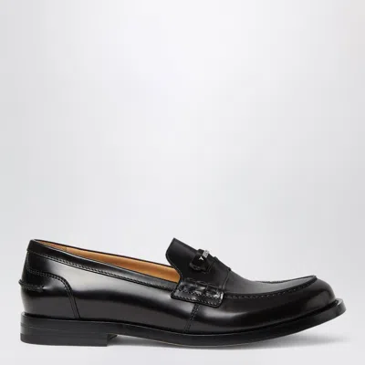 Fendi Ateneo Brushed Calfskin Loafers With Hand-stitched Side Strap In Black