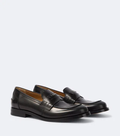Fendi Ateneo Leather Penny Loafers In Black