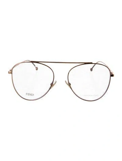 Pre-owned Fendi Aviator Eyeglasses In Gold